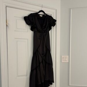 Max Studio Black High-Low Ruffle Midi Dress